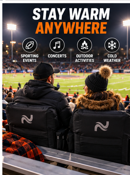 2-Pack Heated Stadium Seats – Dual-Zone Heating & 5” Thick Foam Cushions
