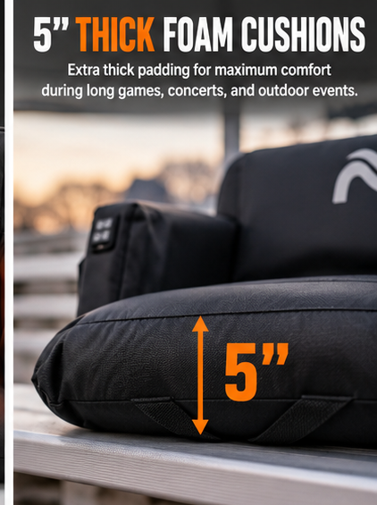 2-Pack Heated Stadium Seats – Dual-Zone Heating & 5” Thick Foam Cushions
